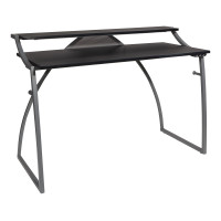 OSP Home Furnishings ALP25-BLK Alpha Battlestation Gaming Desk in Black Finish